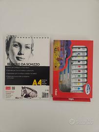 Set tempere ad olio con blocco per schizzi A4