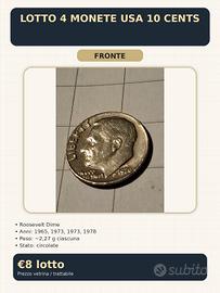 LOTTO 4 MONETE USA 10 CENTS