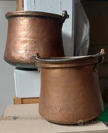 2 pentole in rame  vecchio