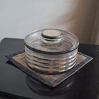 centro tavola, bomboniera art deco ,vetro e argent