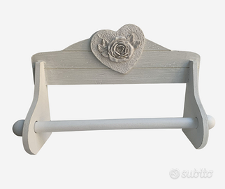 Porta rotolo bianco con rose