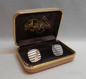 Gemelli vintage anni ‘70 in metallo con custodia