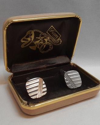 Gemelli vintage anni ‘70 in metallo con custodia