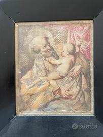 Antico tessuto religioso ricamo Sant’Antonio