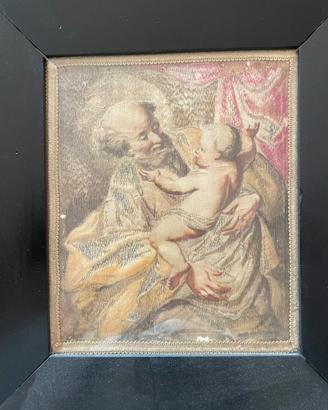 Antico tessuto religioso ricamo Sant’Antonio