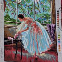 Quadro ricamato a mano con tecnica mezzo punto