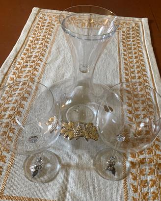 Decanter e calici cristallo e argento Camilletti