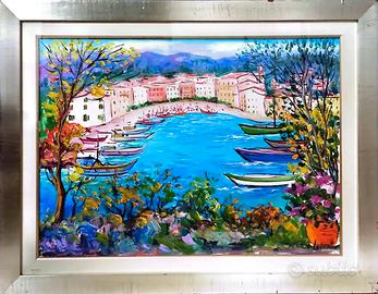 ANTONIO IALENTI "PORTOFINO" 70x50 olio su tela