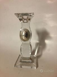 Portacandele in cristallo di Boemia e argento