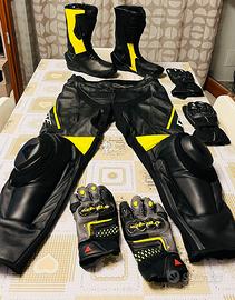 Dainese Pelle Pantalone Guanti Nero/Giallo Fluo