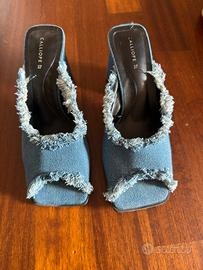 Scarpa sandalo con piccolo tacco color Jeans 37