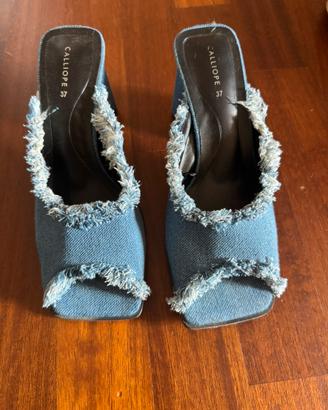 Scarpa sandalo con piccolo tacco color Jeans 37