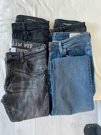Set 4 jeans uomo (2 neri 1 grey 1 blu)