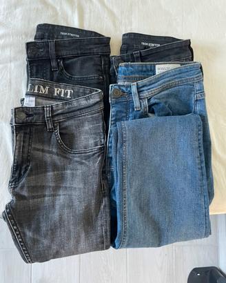 Set 4 jeans uomo (2 neri 1 grey 1 blu)