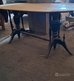 tavolo antico in legno e marmo