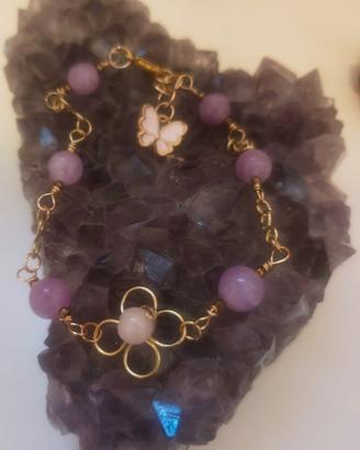 bracciale con pietra ametista  lavanda e quarzo 
