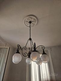 Lampadario 6 luci metallo brunito