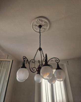 Lampadario 6 luci metallo brunito