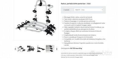 Portabici auto compatibile alluminio 3 bici