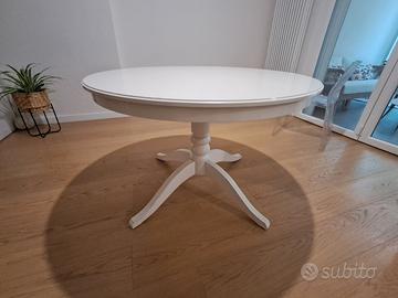 Tavolo tondo Ikea laccato bianco allungabile