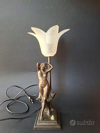 Lampada vintage Liberty ottone e vetro satinato
