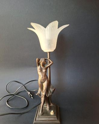 Lampada vintage Liberty ottone e vetro satinato