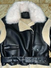 Giacca vintage di pelle con pelliccia