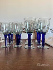 Set di 6 calici blu acqua + 6 calici blu vino