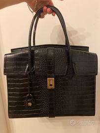 Borsa nera Trussardi Jeans effetto coccodrillo