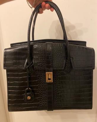 Borsa nera Trussardi Jeans effetto coccodrillo
