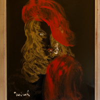 Harry Jelinek "Rosso di donna" dipinto ad olio