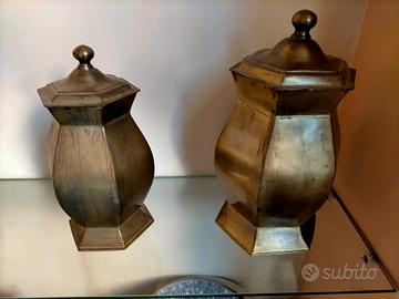 02 vasi in peltro da farmacia