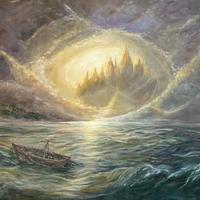 Quadro originale 60x80,, “Where the Light Calls”