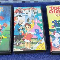 3 VHS cart.anim.rari RobinHood,Pinocchio,Topogigio