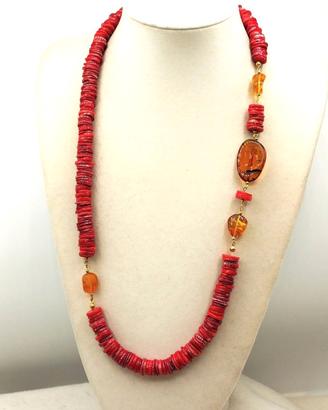 Collana Corallo e Ambra