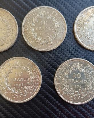 Lotto 5  Monete 10 Franchi Ercole  Argento