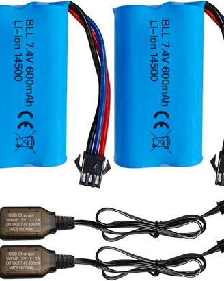 2 Batterie Li-ion 7.4V 600mAh SM-3P USB