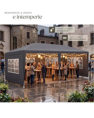 Gazebo 3x6 m o 3x3 impermeabile con 5 pannelli