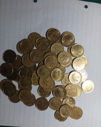 75 monete metalliche da lire 20