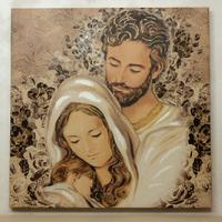 QUADRO DI TELA MODERNO CON SACRA FAMIGLIA 70 x 70