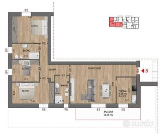 Appartamento di 140 m² con 5 locali e box auto a R