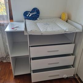 Mobile fasciatoio bianco 3 cassetti e due mensole