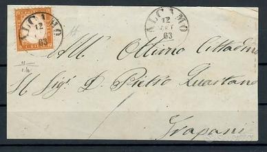 REGNO 10 CENT ARANCIO OCRA 1h FRONTE DI LETTERA AL