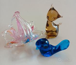 3 creazioni in vetro di murano anni 70/80