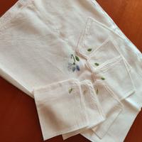 Tovaglia vintage lino ricamata a mano