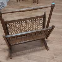 Portariviste Mid-Century in canna e legno