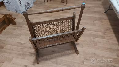 Portariviste Mid-Century in canna e legno