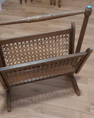 Portariviste Mid-Century in canna e legno