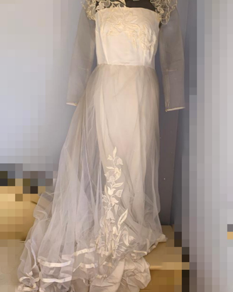 Abito da sposa vintage anni 80 in viscosa pizzo