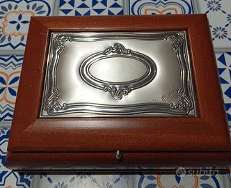 porta gioielli in legno e argento